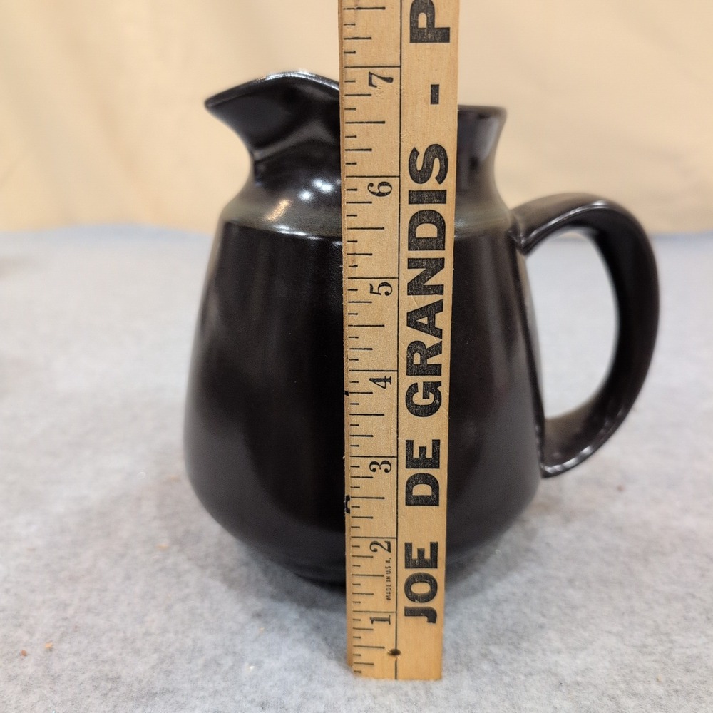Franciscan Ceramic Pitcher Black Satin Glaze Mid Century Modern Serving Carafe - Picture 8 of 10